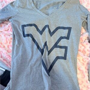 PINK Victoria's Secret WVU Heather Gray V-Neck Tee